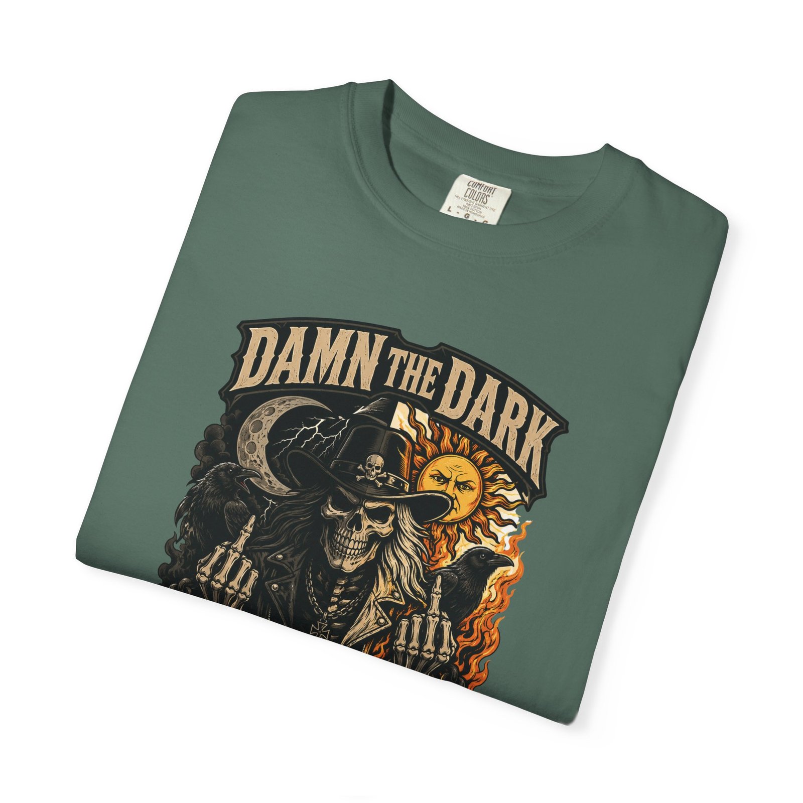 Unisex Garment-Dyed T-shirt - Comfort Colors 1717 - Damn the Dark, Damn the Light - Skull - Image 17