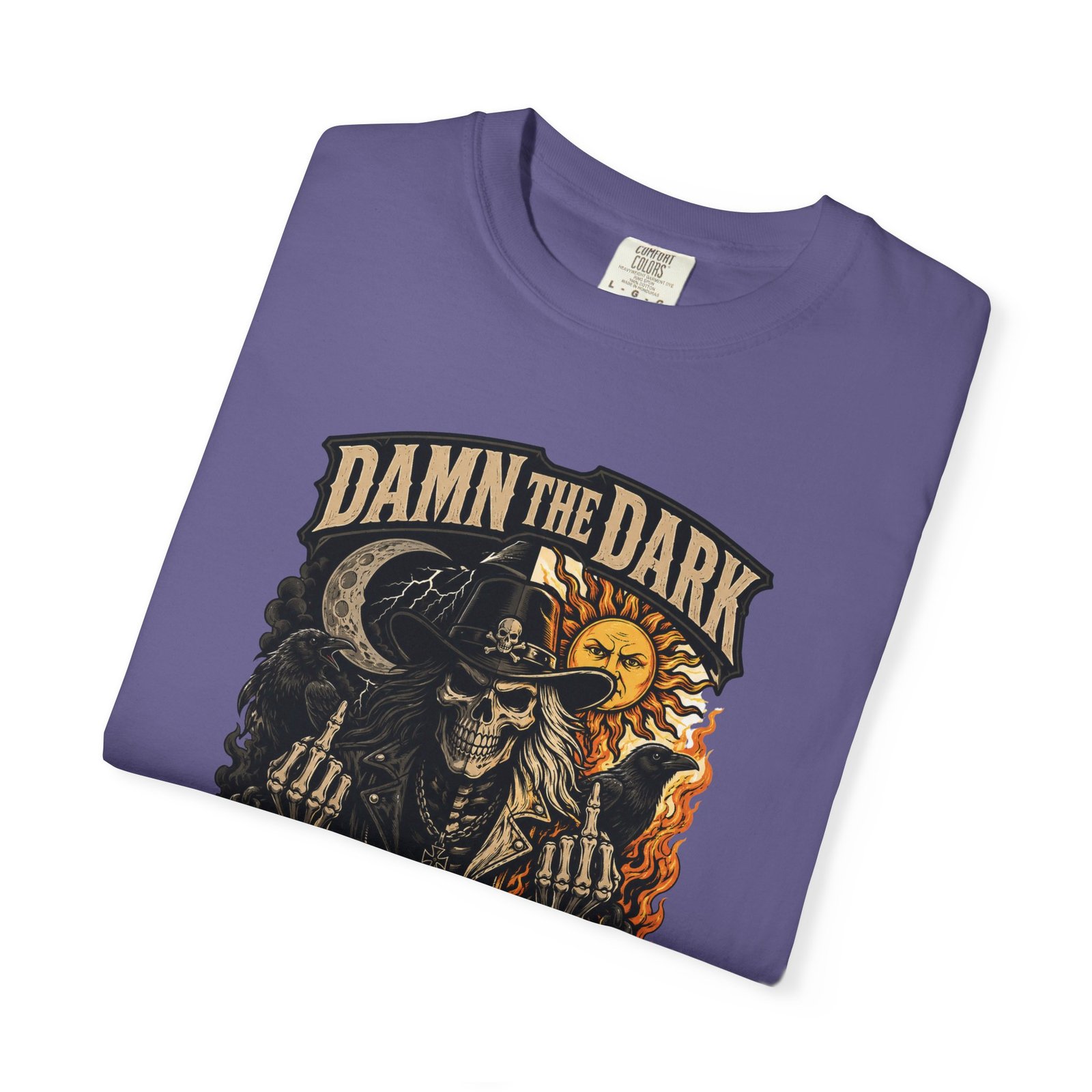 Unisex Garment-Dyed T-shirt - Comfort Colors 1717 - Damn the Dark, Damn the Light - Skull - Image 26