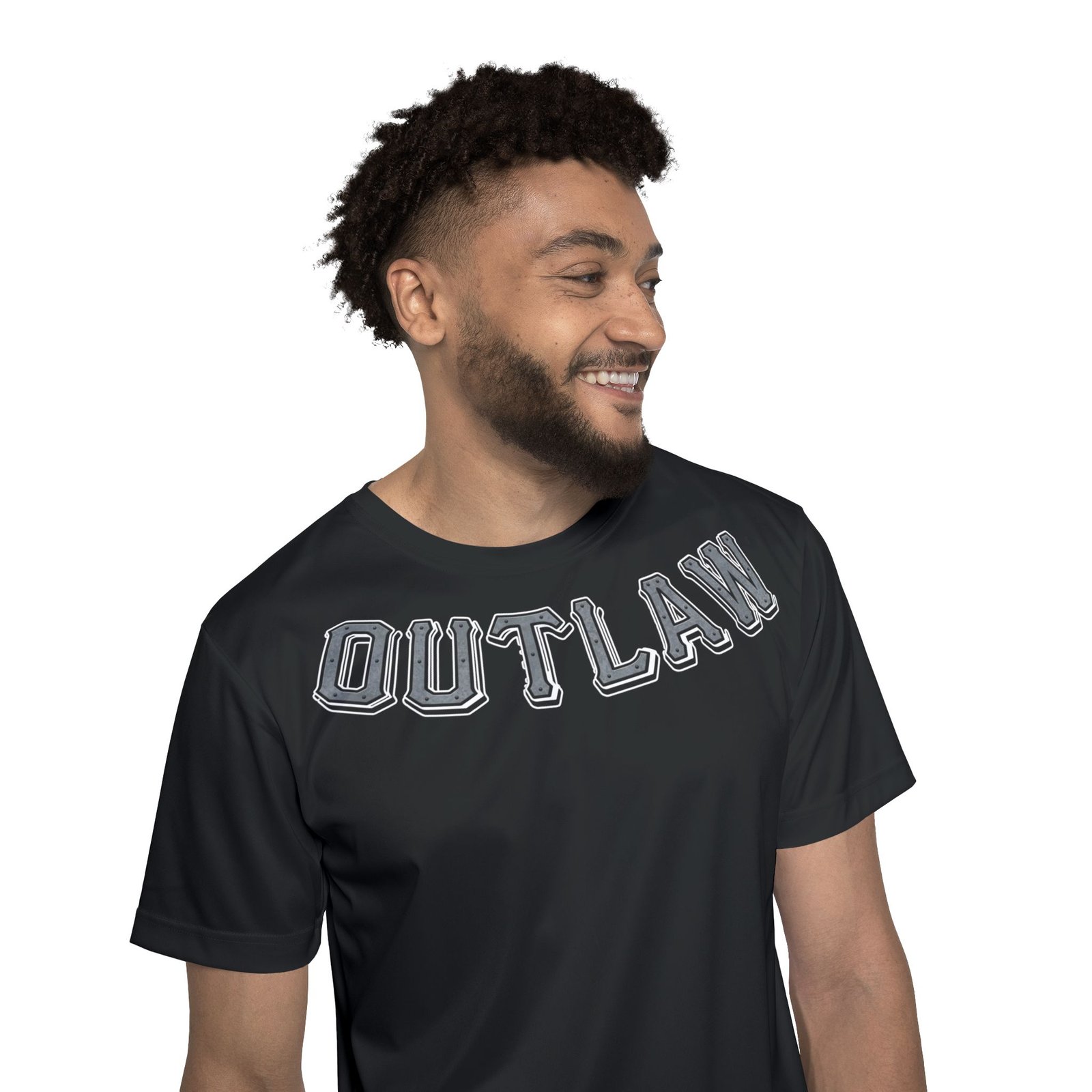 Outlaw Wearz Lawless Skull Sports Jersey T-Shirt - Men's Black Graphic Athletic Tee - Image 2