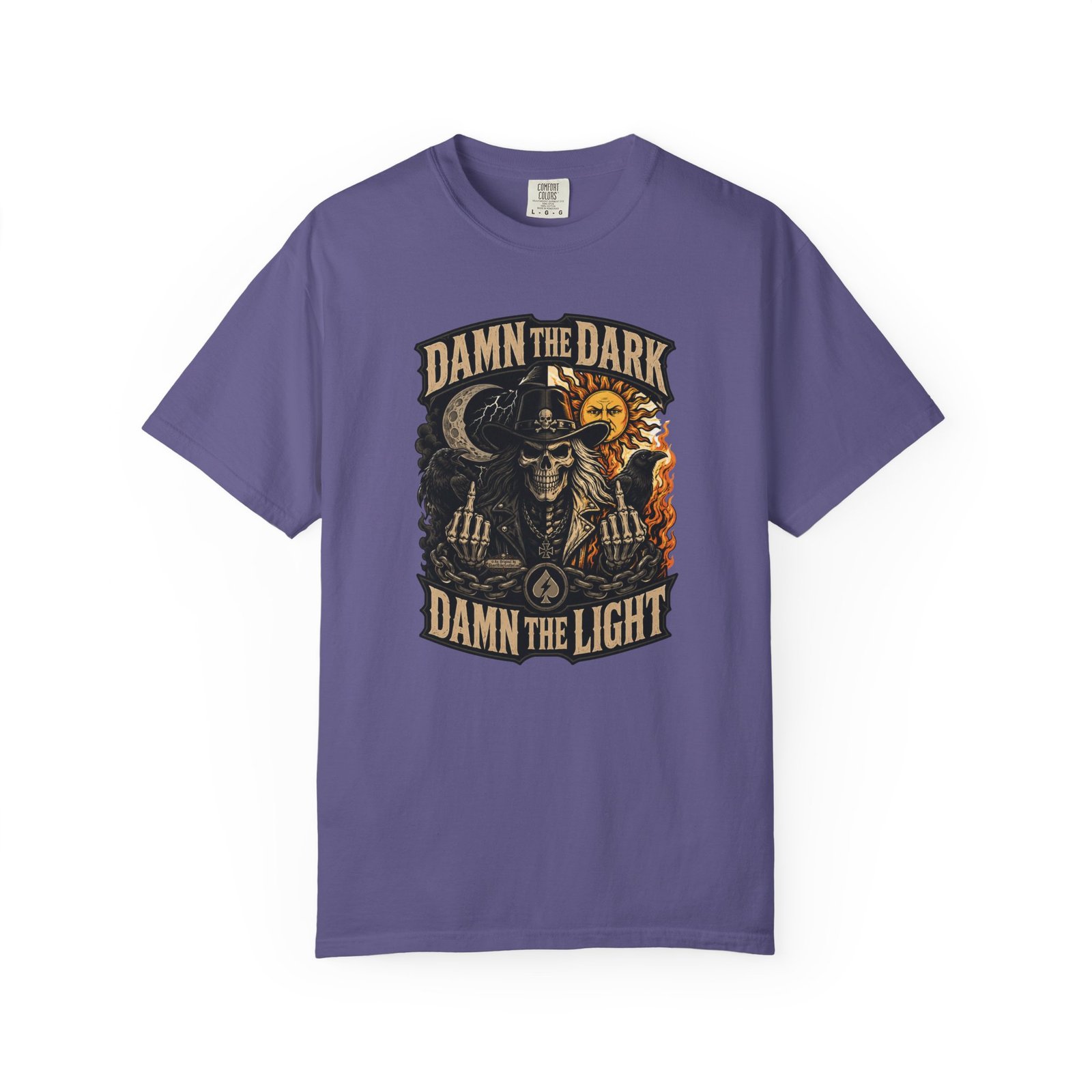 Unisex Garment-Dyed T-shirt - Comfort Colors 1717 - Damn the Dark, Damn the Light - Skull - Image 24
