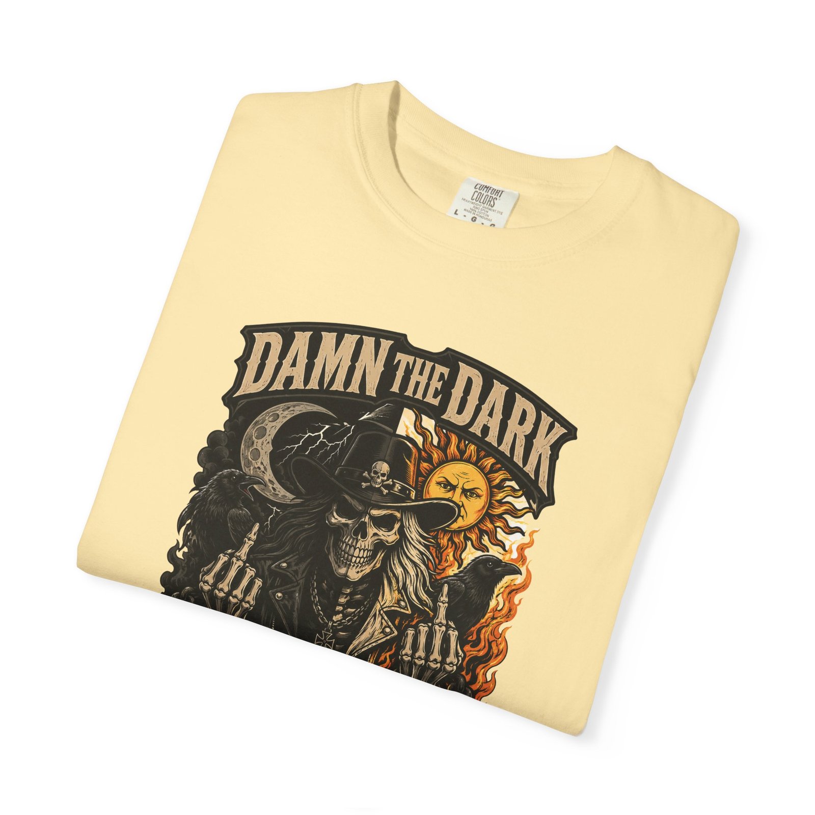 Unisex Garment-Dyed T-shirt - Comfort Colors 1717 - Damn the Dark, Damn the Light - Skull - Image 14