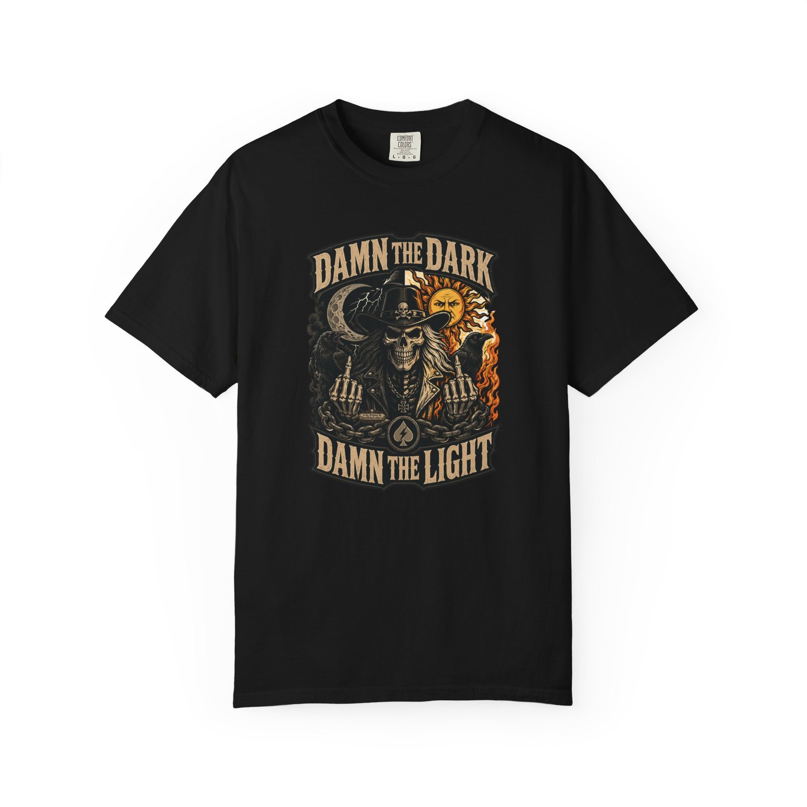 Unisex Garment-Dyed T-shirt - Comfort Colors 1717 - Damn the Dark, Damn the Light - Skull - Image 21