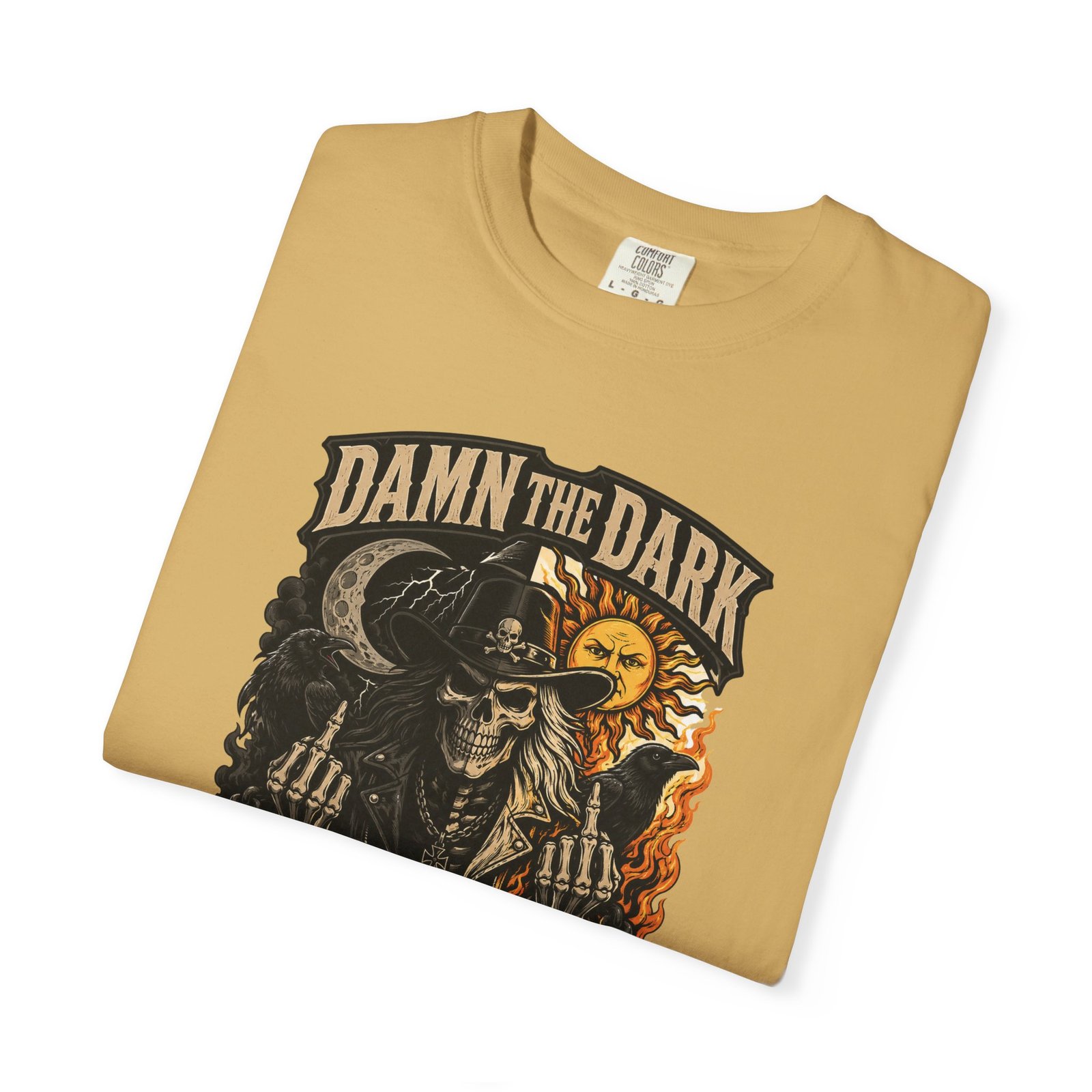 Unisex Garment-Dyed T-shirt - Comfort Colors 1717 - Damn the Dark, Damn the Light - Skull - Image 11