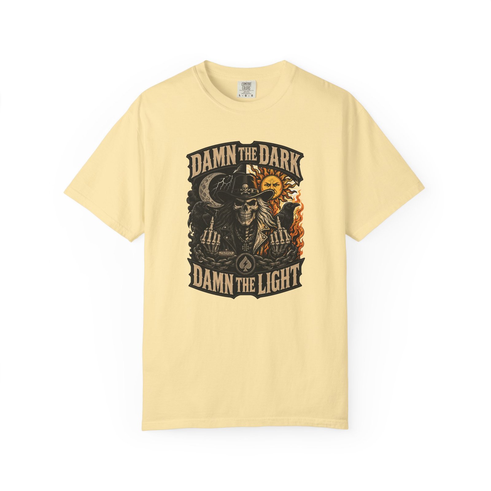 Unisex Garment-Dyed T-shirt - Comfort Colors 1717 - Damn the Dark, Damn the Light - Skull - Image 12