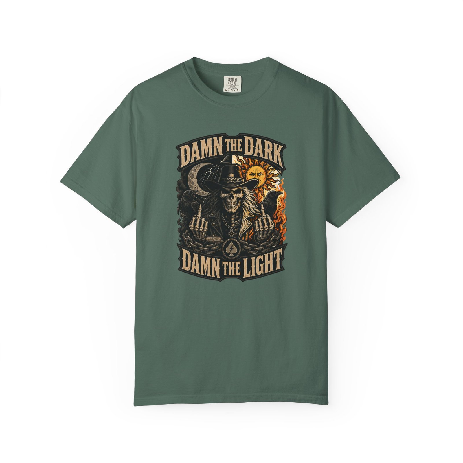 Unisex Garment-Dyed T-shirt - Comfort Colors 1717 - Damn the Dark, Damn the Light - Skull - Image 15