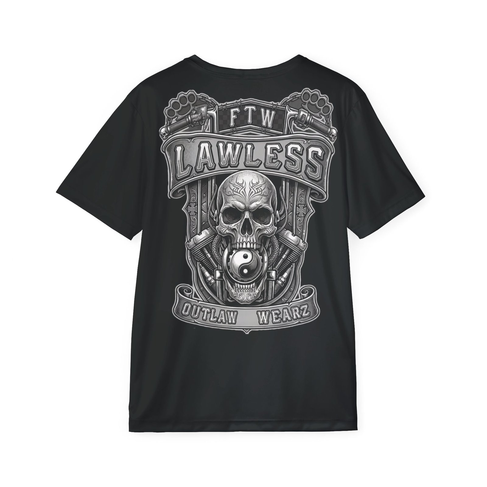 Outlaw Wearz Lawless Skull Sports Jersey T-Shirt - Men's Black Graphic Athletic Tee - Image 5