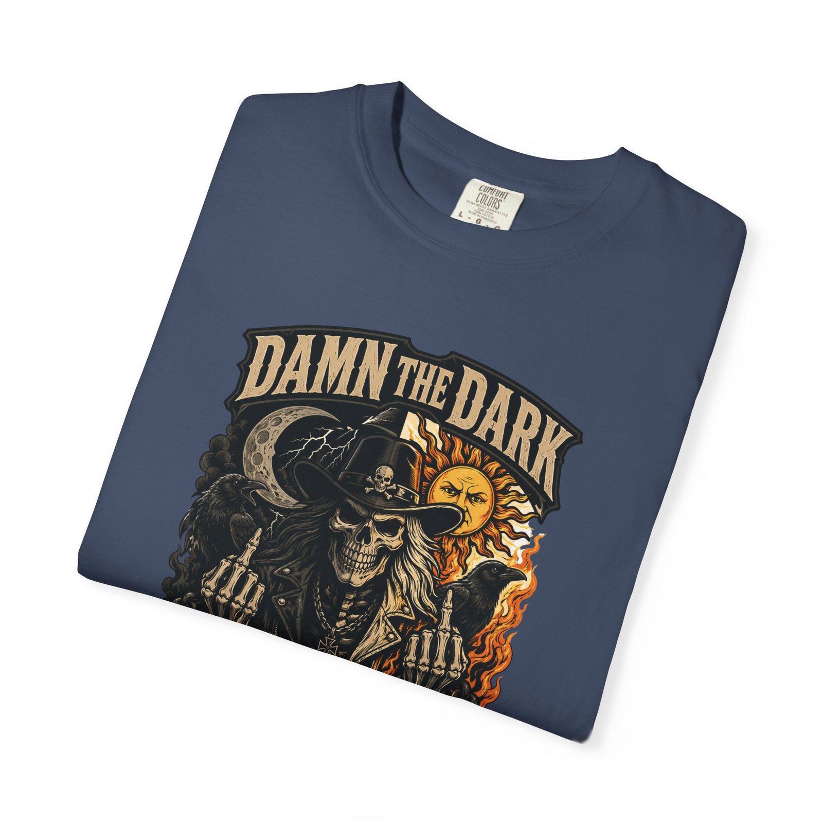 Unisex Garment-Dyed T-shirt - Comfort Colors 1717 - Damn the Dark, Damn the Light - Skull - Image 20