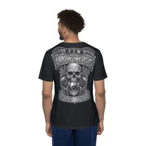 Outlaw Wearz Lawless Skull Sports Jersey T-Shirt - Men's Black Graphic Athletic Tee