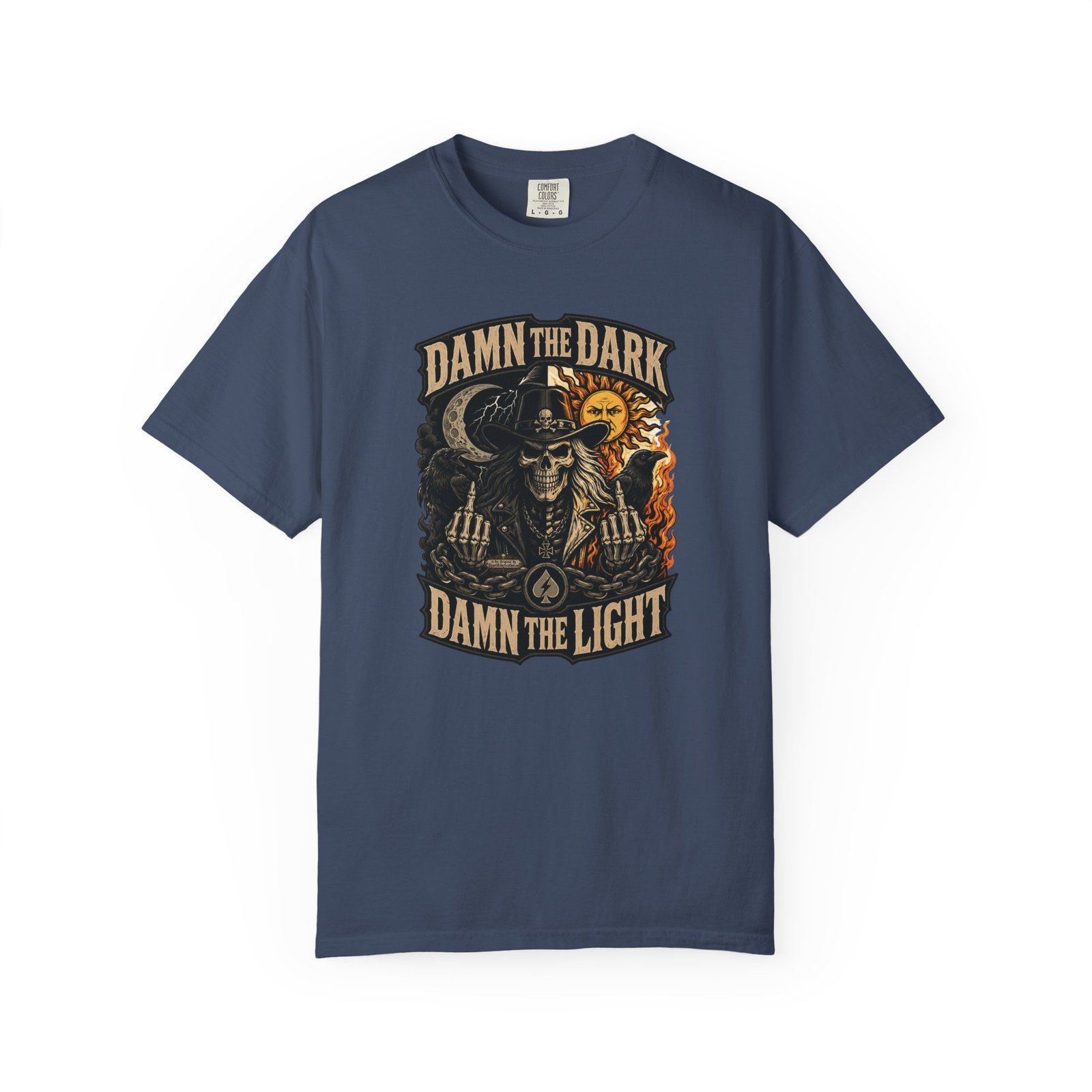 Unisex Garment-Dyed T-shirt - Comfort Colors 1717 - Damn the Dark, Damn the Light - Skull - Image 18