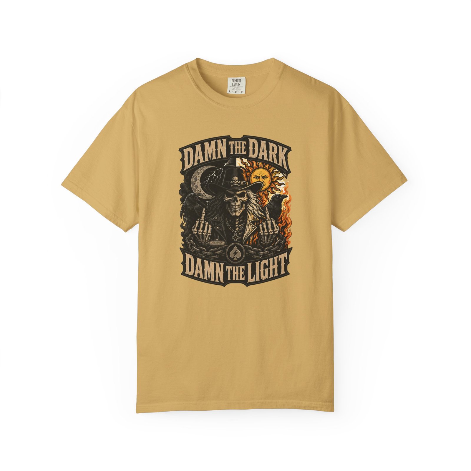 Unisex Garment-Dyed T-shirt - Comfort Colors 1717 - Damn the Dark, Damn the Light - Skull - Image 9