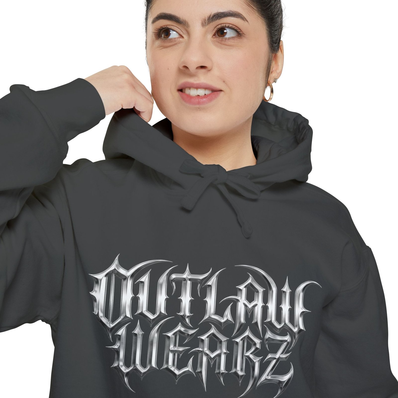 'Outlaw Wearz' - Hoodie - Gothic Chrome Look - Hooded Sweatshirt Jacket