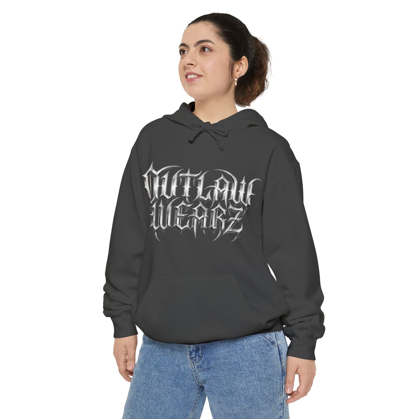 'Outlaw Wearz' - Hoodie - Gothic Chrome Look - Hooded Sweatshirt Jacket - Image 3