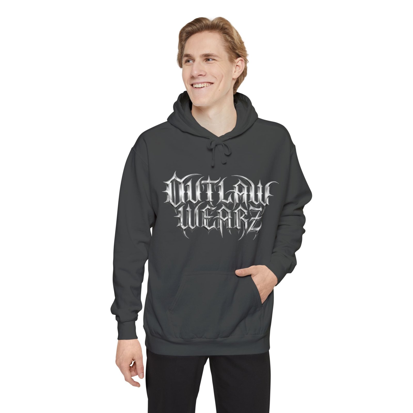 'Outlaw Wearz' - Hoodie - Gothic Chrome Look - Hooded Sweatshirt Jacket - Image 4