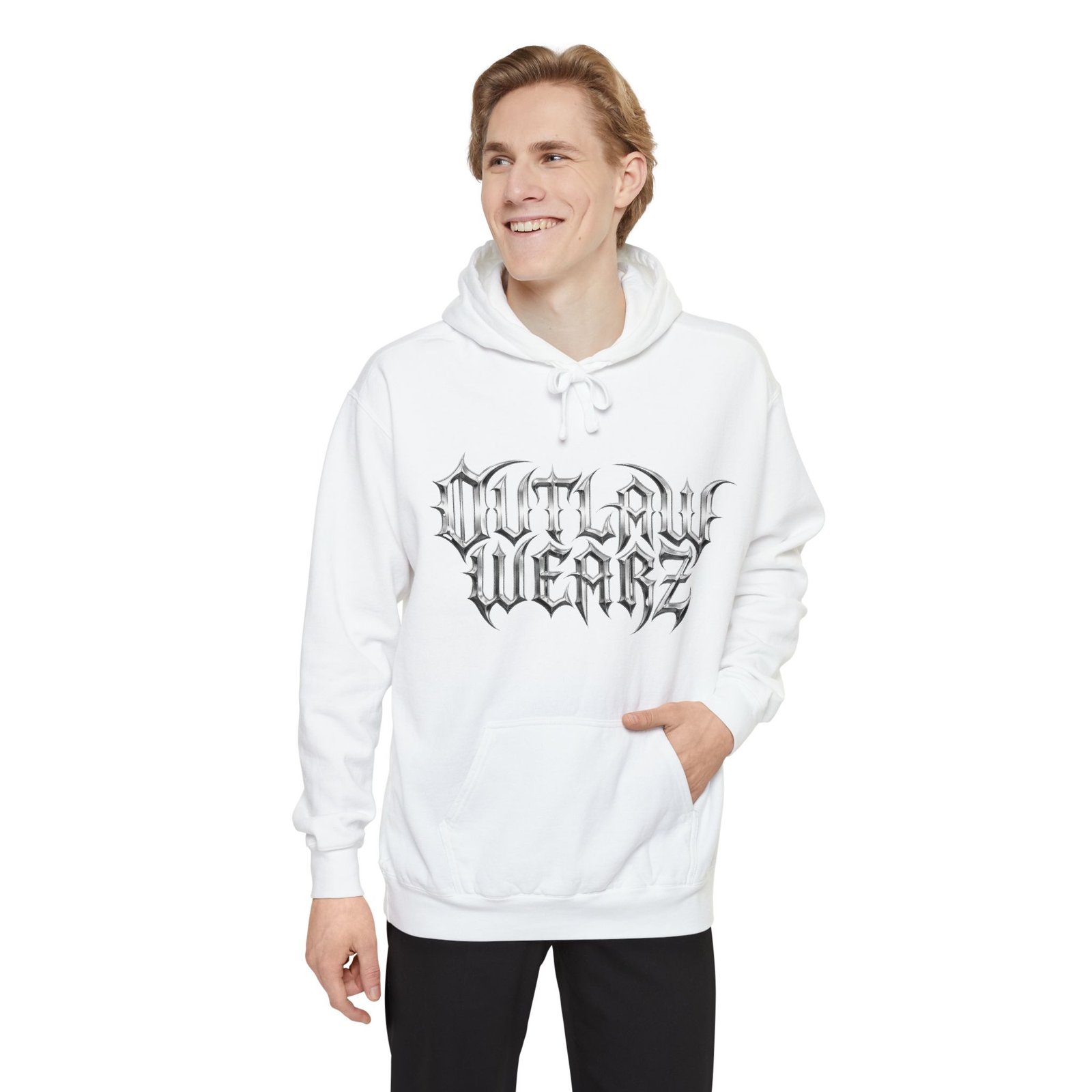 'Outlaw Wearz' - Hoodie - Gothic Chrome Look - Hooded Sweatshirt Jacket - Image 8